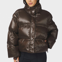 Neo Noir Rhea Shiny Puffer Jacket Chocolate Brown