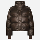 Neo Noir Rhea Shiny Puffer Jacket Chocolate Brown
