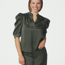 Neo Noir Roella Heavy Sateen Blouse Deep Green