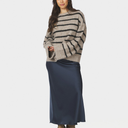 Neo Noir Roeme Fluffy Stripe Knit Beige Melange