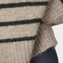 Neo Noir Roeme Fluffy Stripe Knit Beige Melange