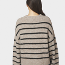 Neo Noir Roeme Fluffy Stripe Knit Beige Melange