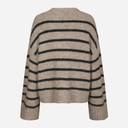 Neo Noir Roeme Fluffy Stripe Knit Beige Melange