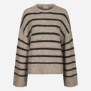 Neo Noir Roeme Fluffy Stripe Knit Beige Melange