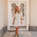 Neo Noir Serene Slim Stripe Dress Off White