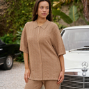 Neo Noir Sette Fine Crochet Blouse Taupe