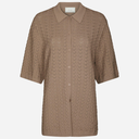 Neo Noir Sette Fine Crochet Blouse Taupe