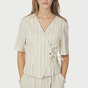 Neo Noir Simmo Stripe Eyelet Blouse Off White