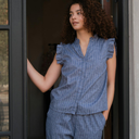 Neo Noir Siona Emb Stripe Top Blue