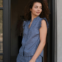 Neo Noir Siona Emb Stripe Top Blue