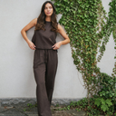 Neo Noir Sonar Linen Pants Dark Brown