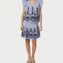 Neo Noir Tarrow Stripe Embroidery Skirt Blue