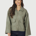 Neo Noir Titan Faux Leather Jacket Soft Green