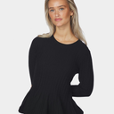 Neo Noir Wallina Peplum Knit Blouse Black