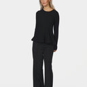 Neo Noir Wallina Peplum Knit Blouse Black