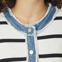 Neo Noir Zelma Stripe Denim Cardigan Off White