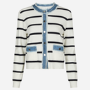 Neo Noir Zelma Stripe Denim Cardigan Off White