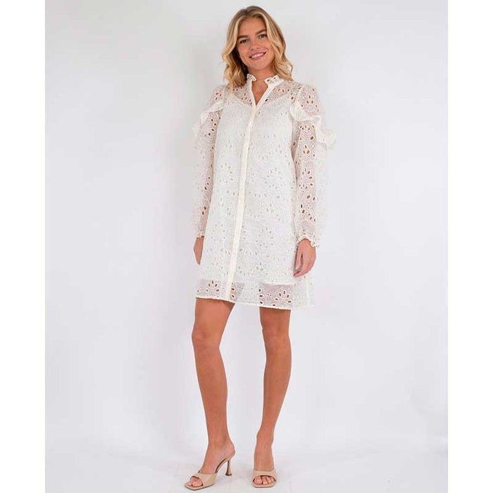 Neo Noir Abby Embroidery Dress Off White