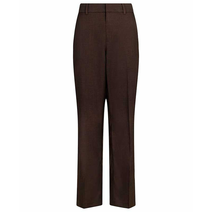En kvindes Neo Noir Alice Melange Pants Brun på en hvid baggrund.