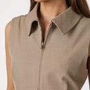 Neo Noir Annabella Structure Waistcoat Dark Taupe
