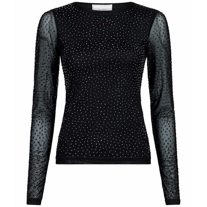 Neo Noir Basira Stone Mesh Blouse Sort