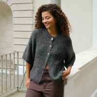 Neo Noir Benuta Fluffy Knit Cardigan Antracit melange
