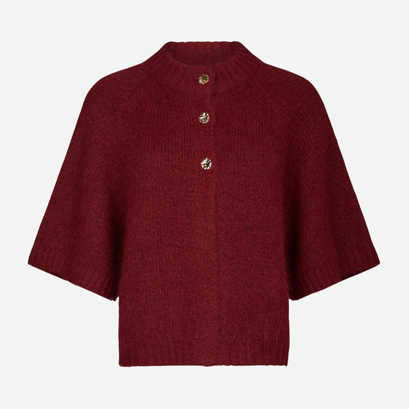 Neo Noir Benuta Fluffy Knit Cardigan Dark Red