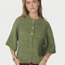 Neo Noir Benuta Fluffy Knit Cardigan Dusty Green