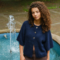 Neo Noir Benuta Fluffy Knit Cardigan Navy