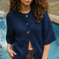 Neo Noir Benuta Fluffy Knit Cardigan Navy