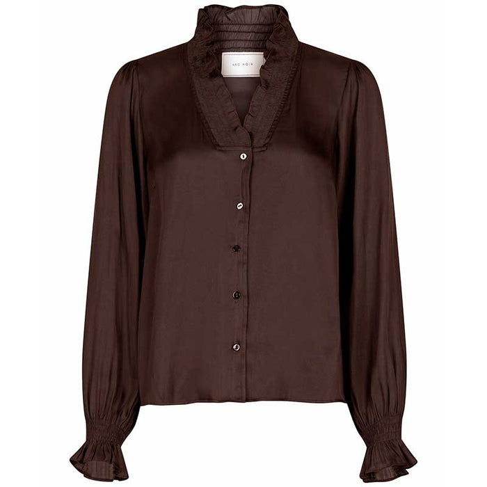Neo Noir Brielle Satin Shirt Brun