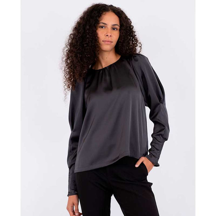 Neo Noir Camma Heavy Sateen Blouse Mørkegrå