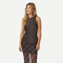 Neo Noir Celina Heavy Sateen Top Dark Brown