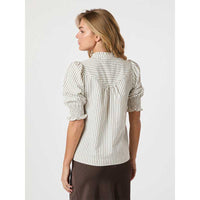 Neo Noir Diana Crepe Stripe Blouse Brown