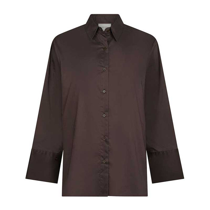 Neo Noir Dita Poplin Shirt Chocolate Brown
