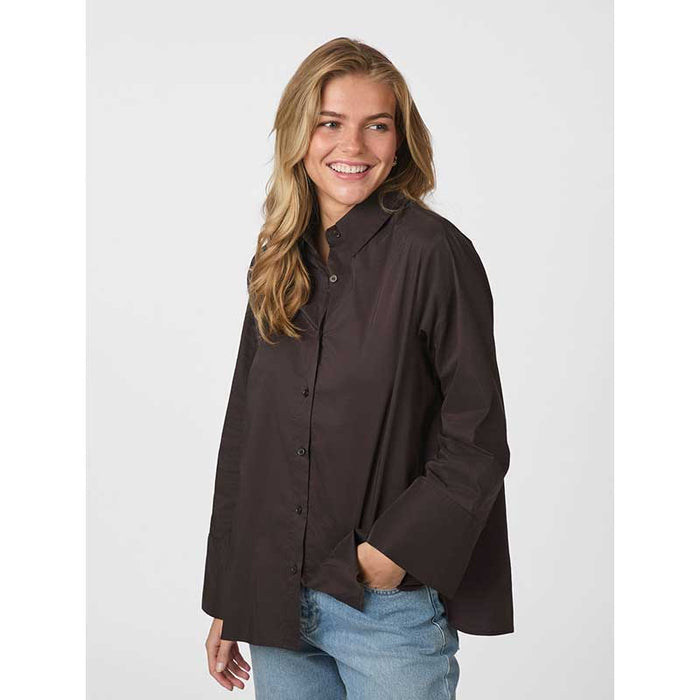 Neo Noir Dita Poplin Shirt Chocolate Brown