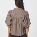 Neo Noir Etta Soft Stripe Stone Shirt Brown