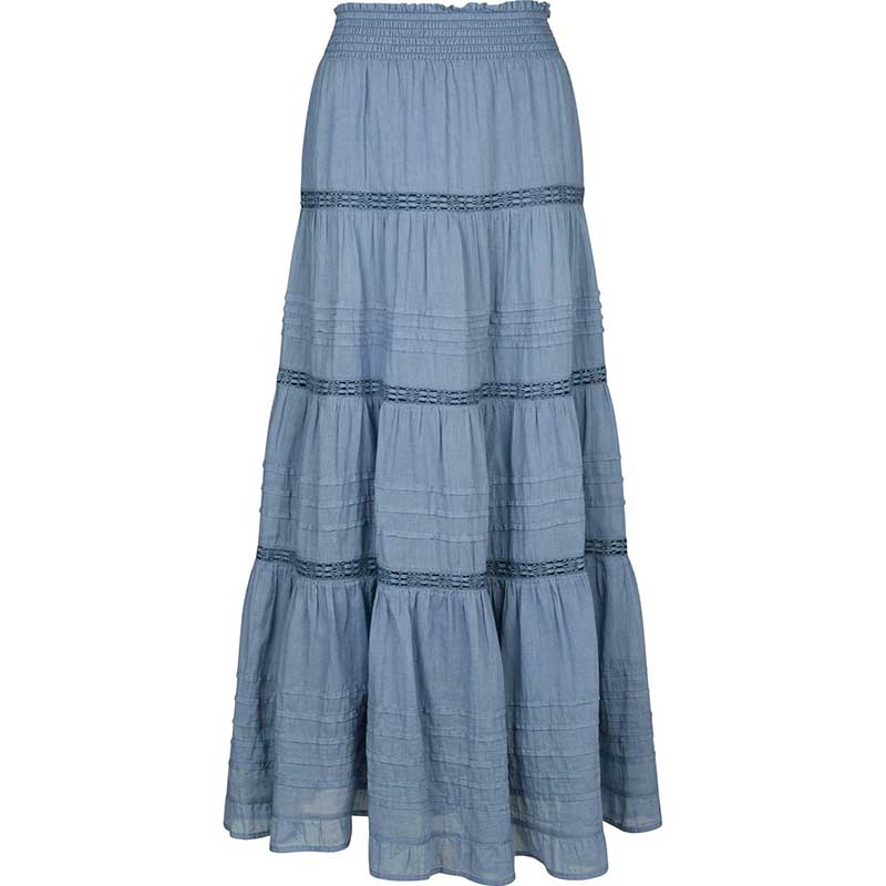 Neo Noir Felicia S Voile Skirt Smoke Blue