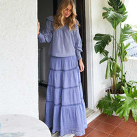Neo Noir Felicia S Voile Skirt Smoke Blue