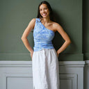 Neo Noir Florini Big Flower Mesh Top Light Blue