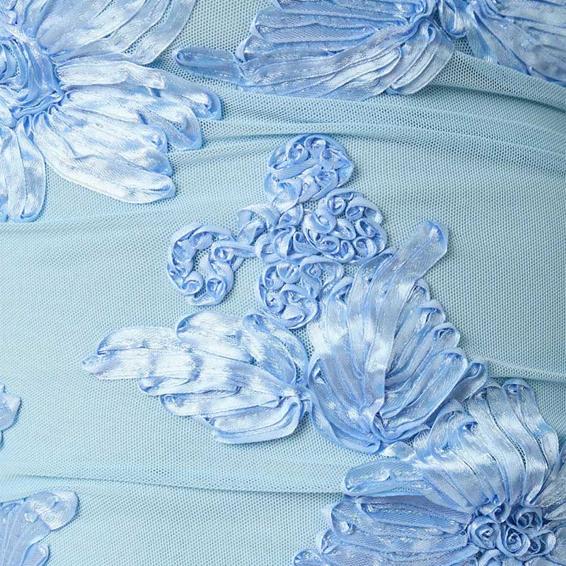 Neo Noir Florini Big Flower Mesh Top Light Blue