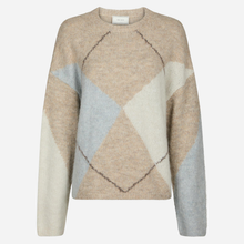Neo Noir Inga Check Fluff Knit Blouse Beige Melange - J BY J Fashion