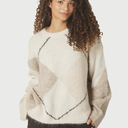 Neo Noir Inga Check Fluff Knit Blouse Creme - J BY J Fashion
