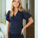 Neo Noir Irina Poplin Blouse Navy - J BY J Fashion