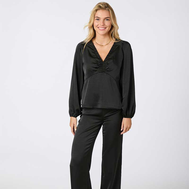 Neo Noir Istana Heavy Sateen Blouse Black - J BY J Fashion