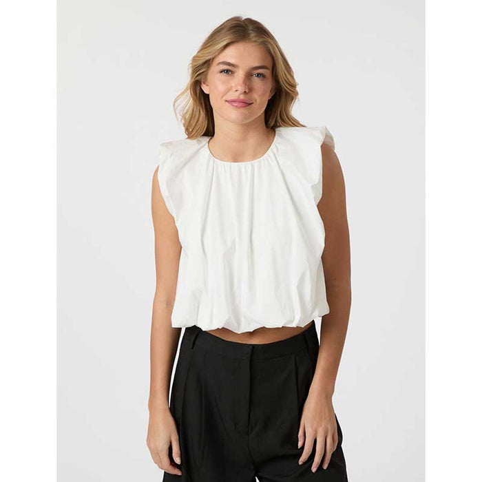 Neo Noir Ivania Poplin Top White
