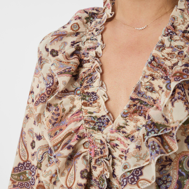 Neo Noir Ivey Art Paisely Blouse Creme