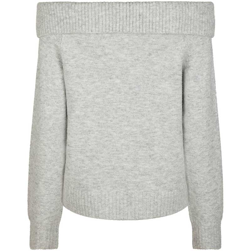 Neo Noir Jane Knit Blouse Light Grey Melange