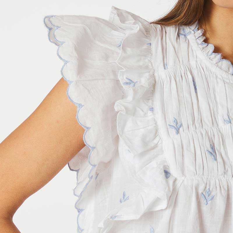 Neo Noir Jayla Embroidery Top White