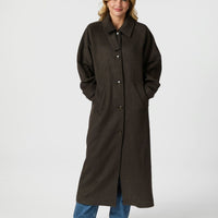 Neo Noir Keaton Wool Coat Chocolate Brown